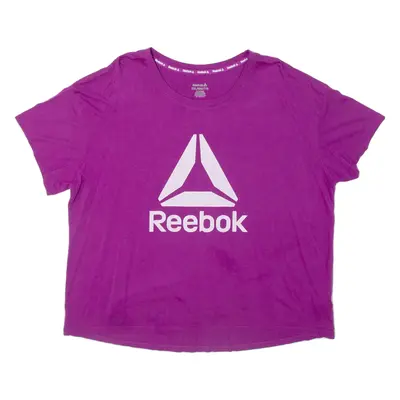 REEBOK Womens T-Shirt Purple 2XL