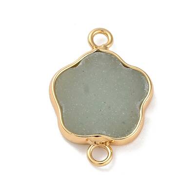 Natural Green Aventurine Flower Connector Charms