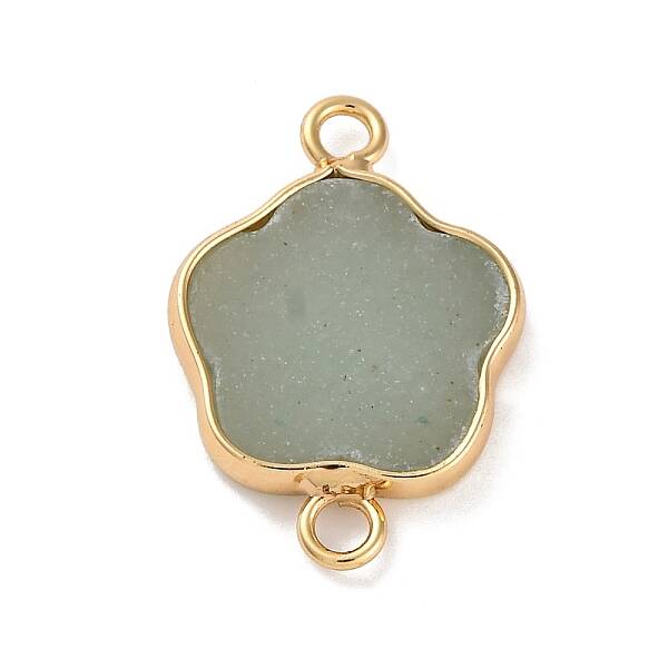Natural Green Aventurine Flower Connector Charms