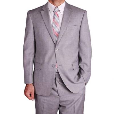 Mens 100 Percent Wool Suits - Gray Business Suit