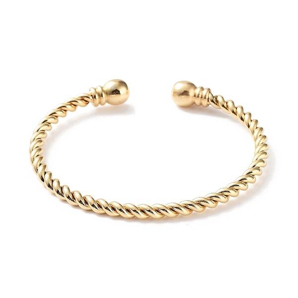304 Stainless Steel Two Spheres Ends Twisted Cuff Bangles