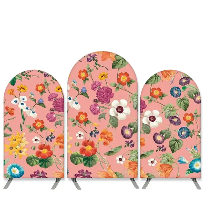 Aperturee Colorful Floral Theme Pink Arch Backdrop Kit For Party | Circle Arch Backdrop Diy | Diy Arch Backdrop Cover | Custo...