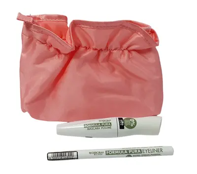 Set Deborah: Pure Formula Volumizing Black Mascara 12 ml + Pure Formula Gel Eyeliner Black 15 g + Pink Fabric Bag