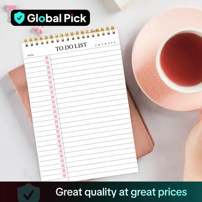 To Do List Notepad, Spiral Bound Daily Hourly Schedule Task Planning Pad, Tear-off Calendar Notepad for Office, Home and Scho...