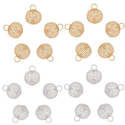 Hollow Lantern Iron Wire Bead Cage Pendants