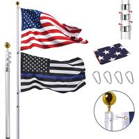 30FT Telescopic Flag Pole Kit, Extra Thick Heavy Duty 14 Gauge Aluminum Telescoping Flagpole for Outside, Outdoor Inground La...