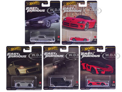 Fast & Furious 2024 5 piece Set J Diecast Model Cars by Hot Wheels