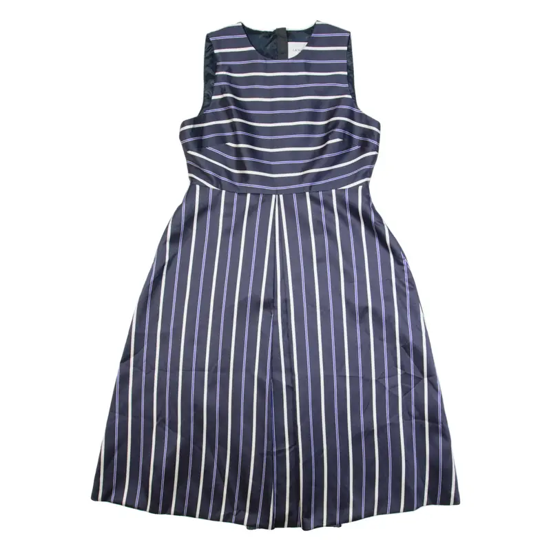 L.K BENNETT Womens A-Line Dress Blue Striped Sleeveless Long L