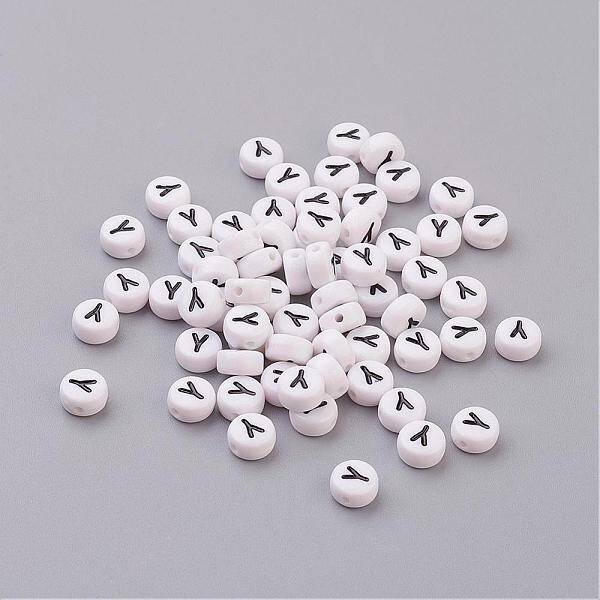 Flat Round with Letter Y Acrylic Beads