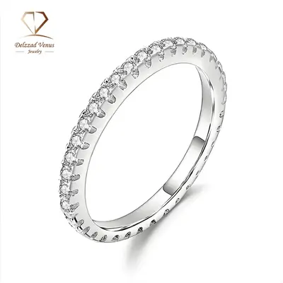 Delzzad S925 VVS Synthetic Moissanite Stackable Eternity Ring Perfect Birthday Mother’s Day Gift for Men Women Wedding Set