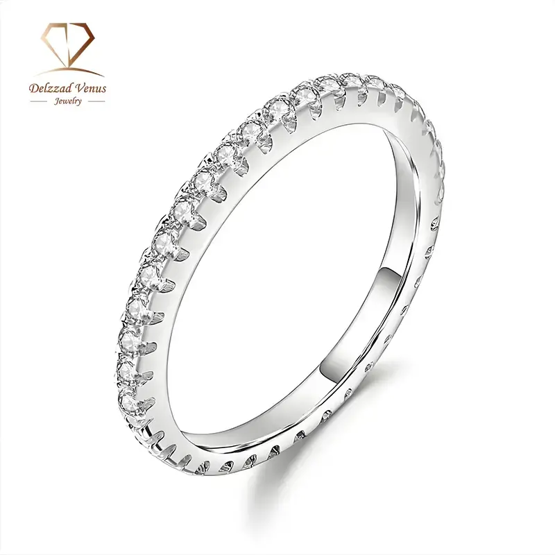 Delzzad S925 VVS Synthetic Moissanite Stackable Eternity Ring Perfect Birthday Mother’s Day Gift for Men Women Wedding Set