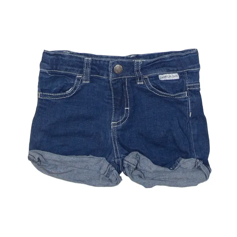 CALVIN KLEIN Turned Up Denim Shorts Blue Regular Girls 3Y W22