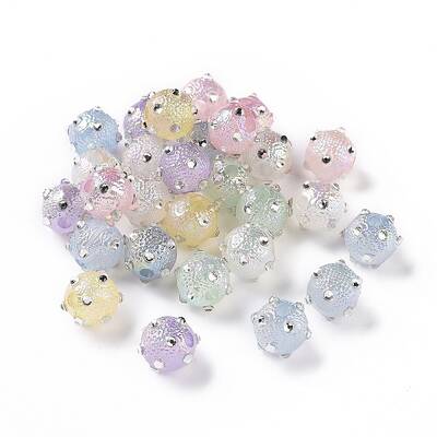 UV Plating Rainbow Iridescent Textured Acrylic Bumpy Beads