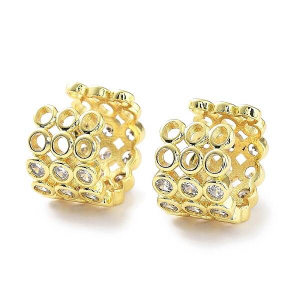 Brass Micro Pave Cubic Zirconia Cuff Earrings for Women