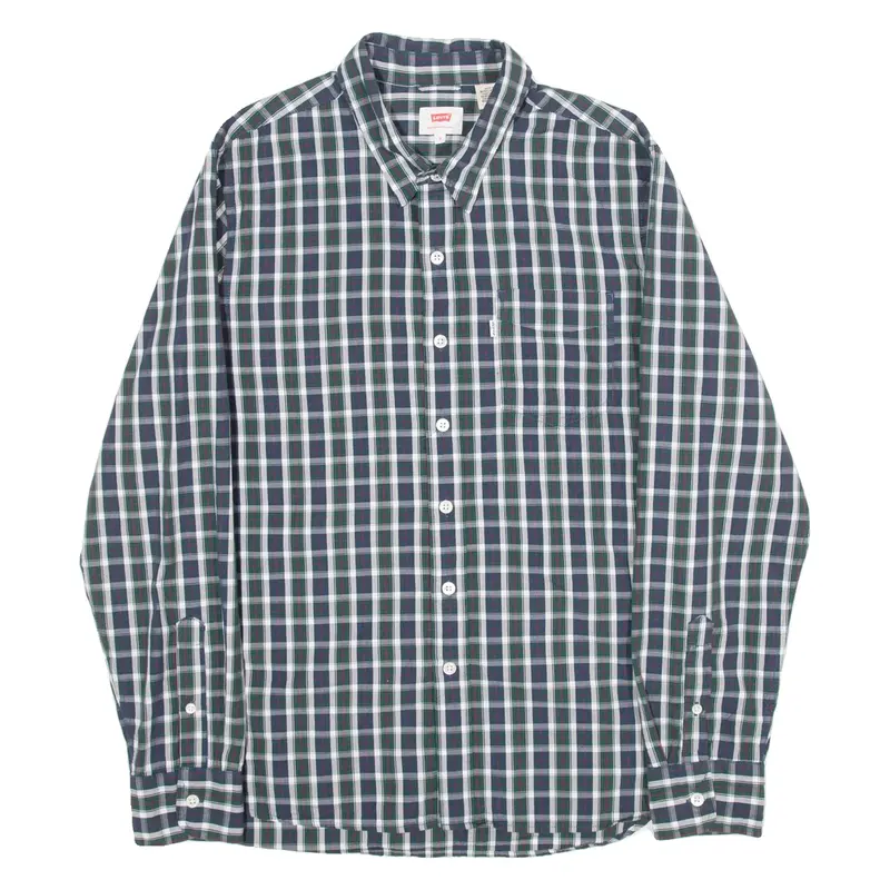 LEVI'S Mens Shirt Blue Check Long Sleeve S