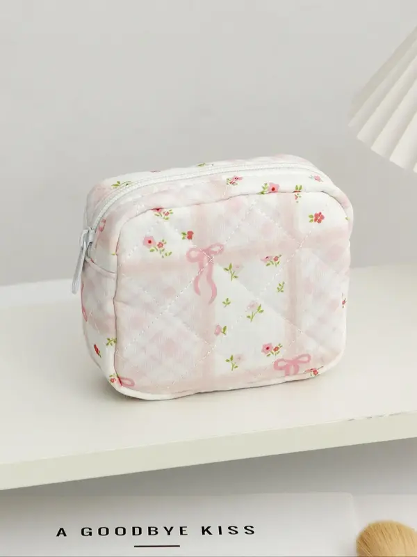 All Over Print Makeup Bag, Large Capacity Cosmetic Storage Bag, Zipper Makeup Organizer Pouch, Versatile Storage Bag for Trav...