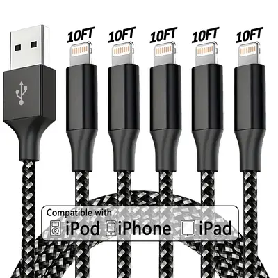 10FT [Apple MFi Certified] USB A for Lightning Cable Nylon Braided Cable Charging Compatible With iPhone Apple 14 13 12 11 Pr...