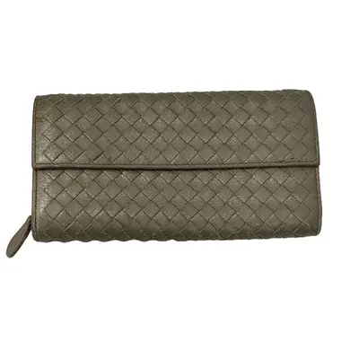 Pre-owned Bottega Veneta Woven Leather small leather goods Intrecciato leather Continental Wallet