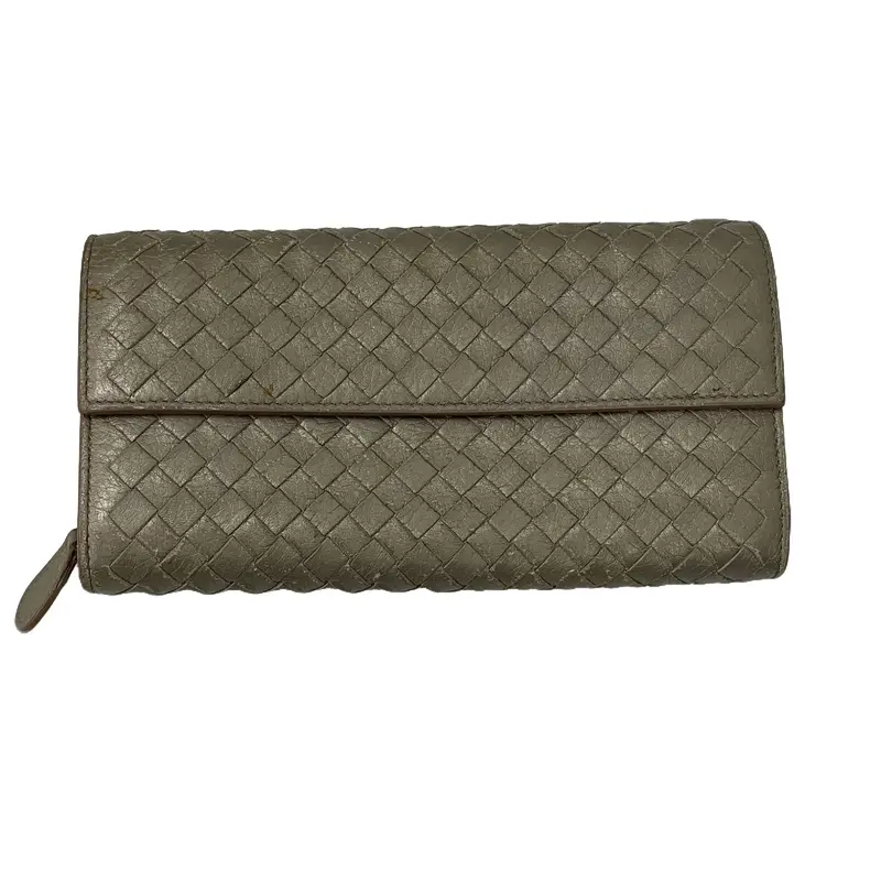 Pre-owned Bottega Veneta Woven Leather small leather goods Intrecciato leather Continental Wallet
