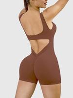 Women's Solid Color Sports Tank Romper, Casual Sporty Sleeveless Romper for Yoga Gym Workout, Ladies Sportswear for Summer