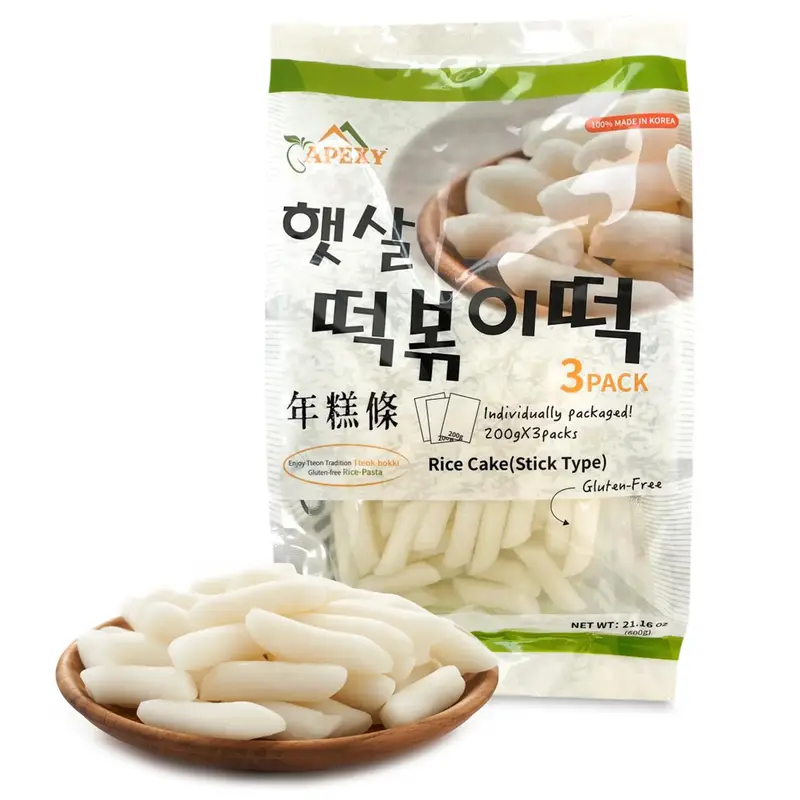 Apexy Korean Rice Cake – Chewy Tteok, Tteokbokkik, Rice Cake Soup, Vegan and Gluten Free Non-GMO 21.16 oz (7.05 oz X 3 Indi...