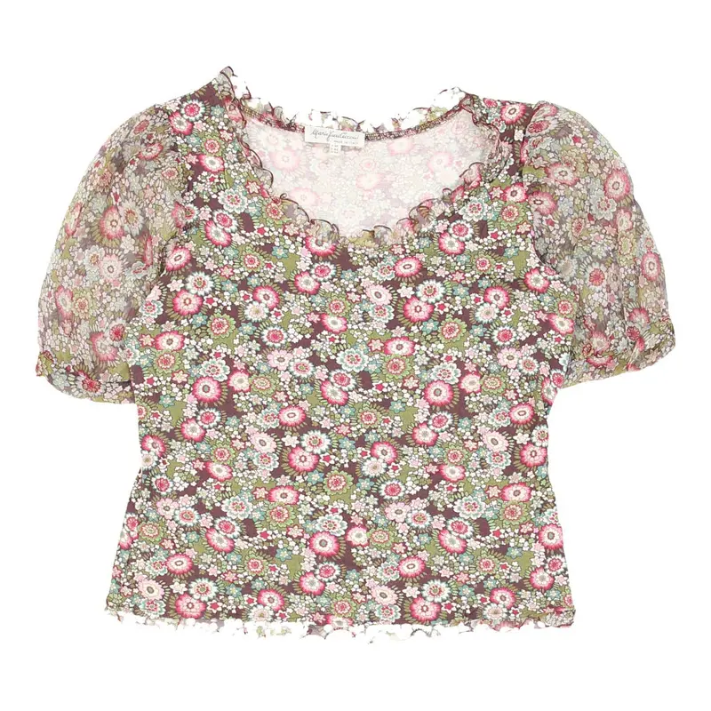 Mario Fucci Cecconi Floral Blouse - Medium Green Viscose Blend