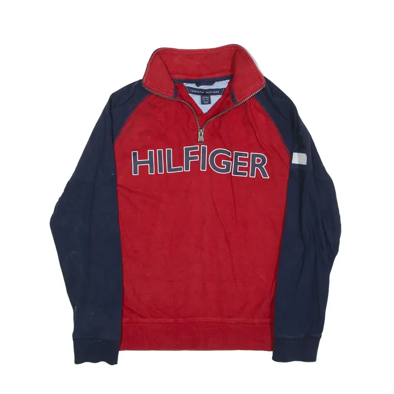 TOMMY HILFIGER Sweatshirt Red 1/4 Zip Boys M
