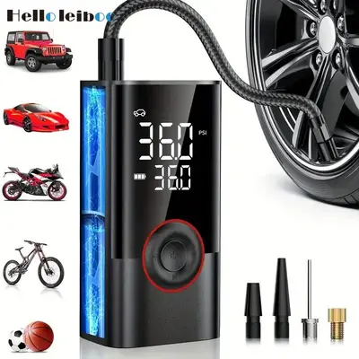 Portable Air Compressor, 150PSI Car Air Pump with Digital Display, Multifunctional Aircompressor Car Tire Inflation Tool, Too...