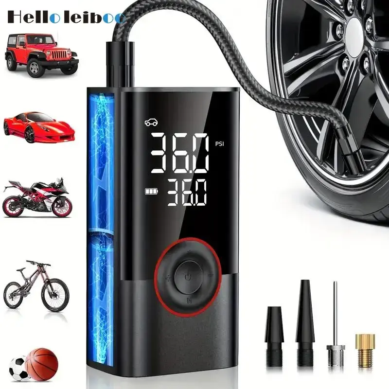 Portable Air Compressor, 150PSI Car Air Pump with Digital Display, Multifunctional Aircompressor Car Tire Inflation Tool, Too...