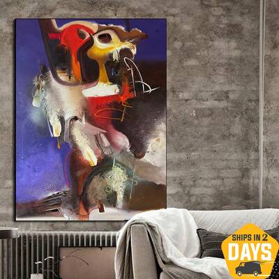 Abstract Colorful Acrylic Painting Minimalist Artwork Original Modern Wall Art for Bedroom Decor | UNDERCOVER 47.2"x35.4...