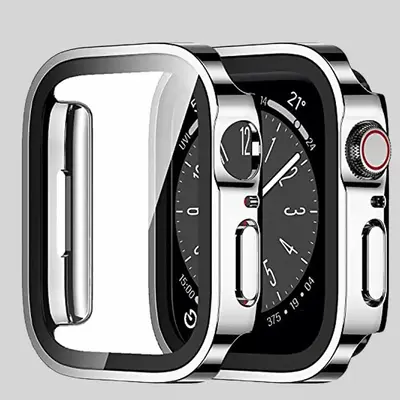 Smartwatch Screen Protector for Apple Watch Bands 45mm to 40mm, 1 Count Glass Protective Case 2 in 1 for iWatch Series Apple ...