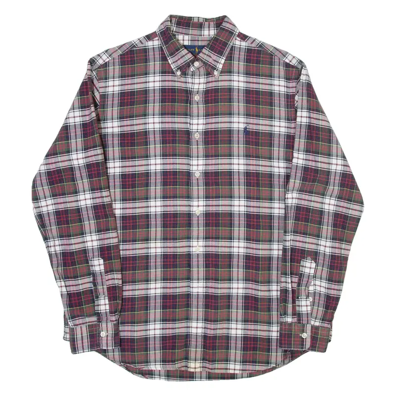 RALPH LAUREN Mens Shirt Maroon Check Long Sleeve L