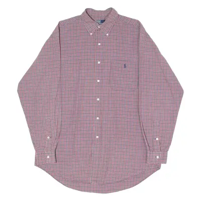 POLO RALPH LAUREN Mens Shirt Red 90s Check Long Sleeve M