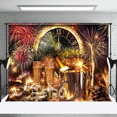 Aperturee Champagne Gold Sparkle New Year Celebration Backdrop