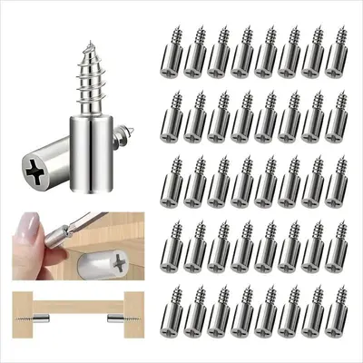 40Count Shelf Support Pegs,Self-Tapping Screws,Shelf Pins with Non-Slip Sleeve,Fixed Support Self-Tapping Cross Screw,Cabinet...