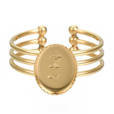 304 Stainless Steel Open Cuff Finger Ring Cabochon Settings