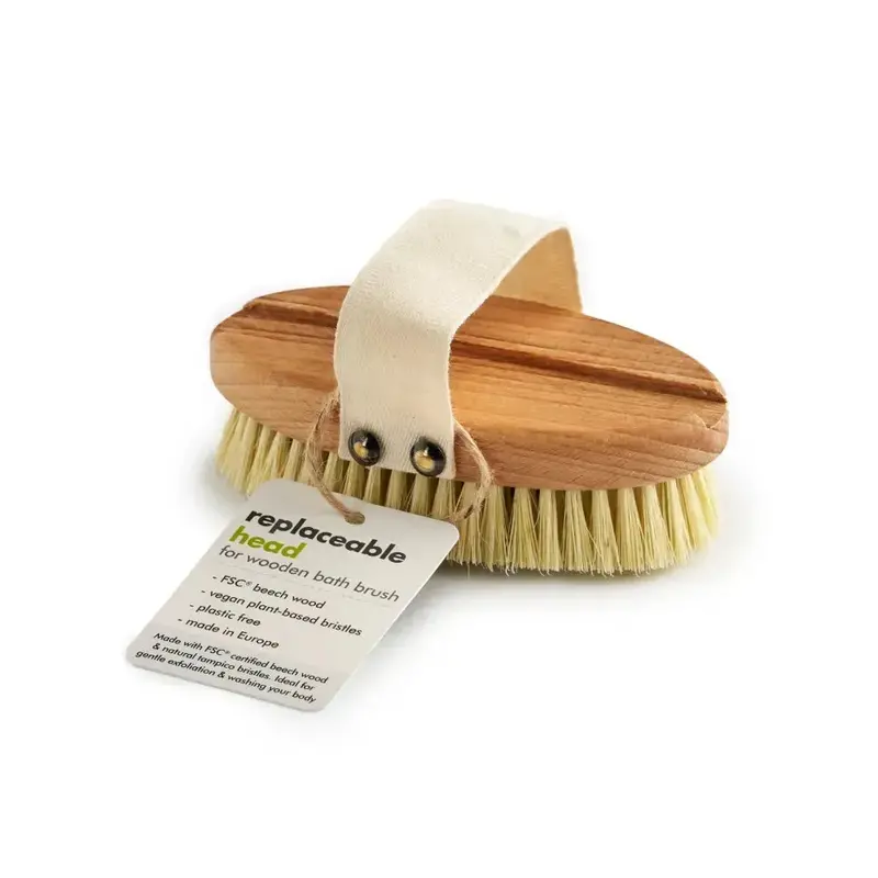 Wooden Bath Brush with a Replacement Head (FSC 100%) | Style: Replacement Head Only