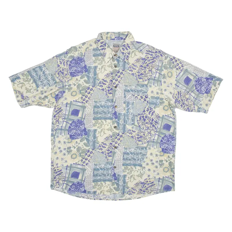 RIFLE Mens Shirt Blue 90s Crazy Pattern L