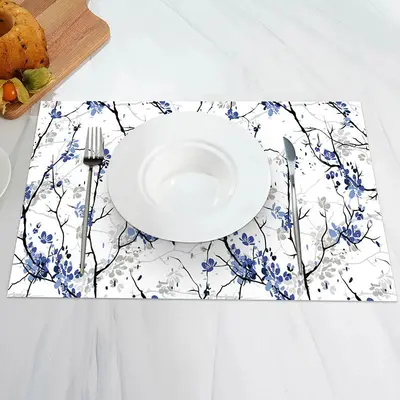 White Blue Trunk Floral Vintage Set Of 4 Placemats - Aperturee