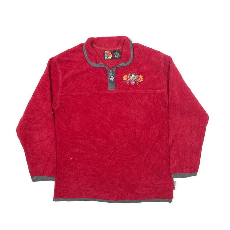 DISNEY Mickey Unlimited Fleece Red 90s 1/4 Zip Womens S