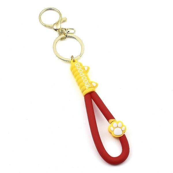Cat Paw Print PVC Rope Keychains