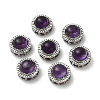 Brass Pave Natural Amethyst Multi-Strand Links