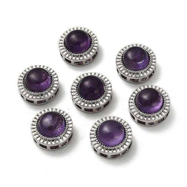 Brass Pave Natural Amethyst Multi-Strand Links