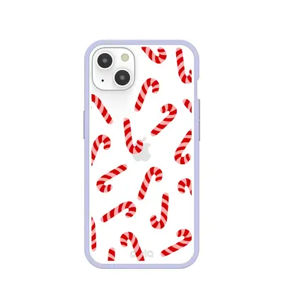 Clear Candy Cane Chaos iPhone 13 Case With Lavender Ridge