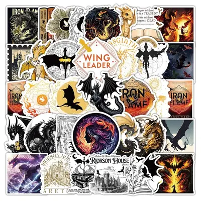 Fourth Wing Theme Sticker, 50pcs/set Non-repeating Waterproof Graffiti Sticker, Decoration Sticker for Guitar Skateboard Comp...