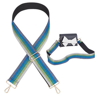 Stripe Pattern Glittered Polyester Adjustable Webbing Bag Straps
