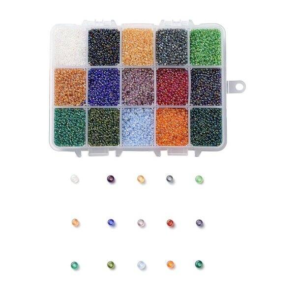 375G 15 Colors 12/0 Grade A Round Glass Seed Beads