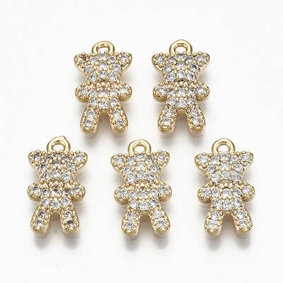 Brass Micro Pave Clear Cubic Zirconia Charms
