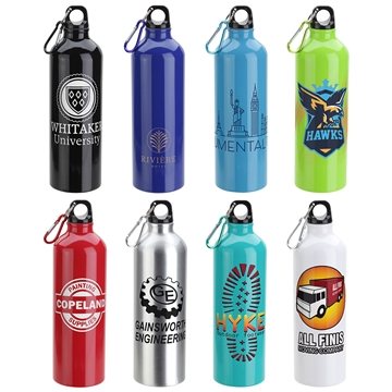 50 Custom Atrium 25 oz Aluminum Bottle - Carabiner & FDA Certified