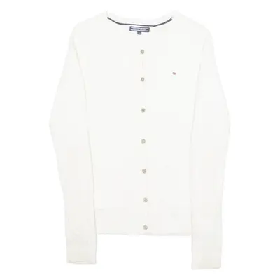 TOMMY HILFIGER Girls Cardigan Cream Cable Knit 14-15Y